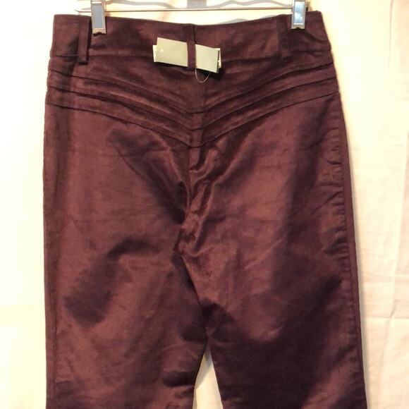 Cache Purple Velvet Thin Corduroy Rhinestone Button Pant New Stretch NWT $118 - Picture 11 of 11